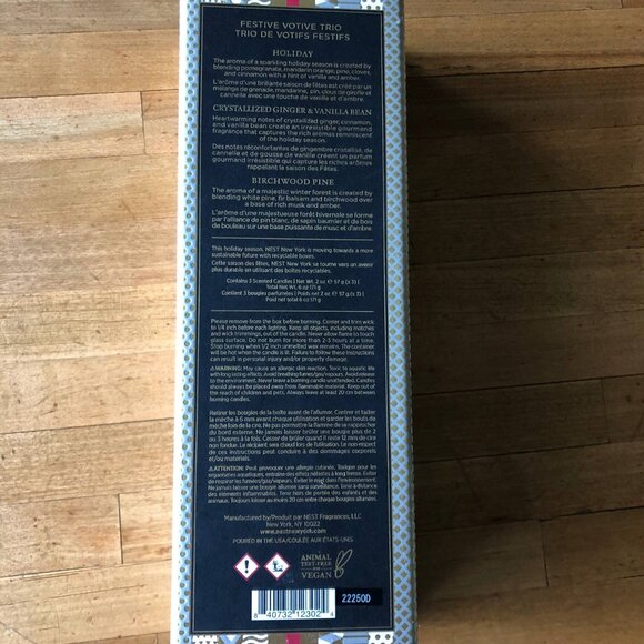 NEST 3 Scented Candles  FESTIVE VOTIVE TRIO Holiday Crystallized Ginger & Vanila - Picture 3 of 8